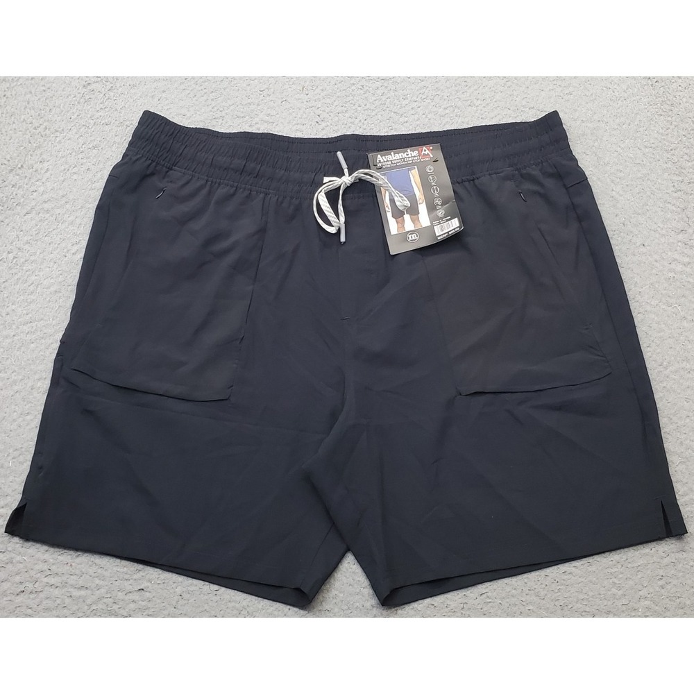 Avalanche Outdoor Shorts Mens XXL Black Stretch Zipper Pocket Elastic Waist